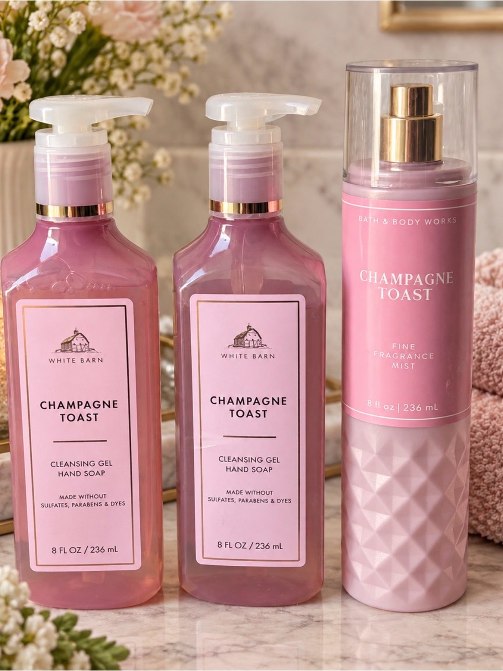 White Barn Champagne Toast Pink 2 Hand Soap & Fragrance Mist Set